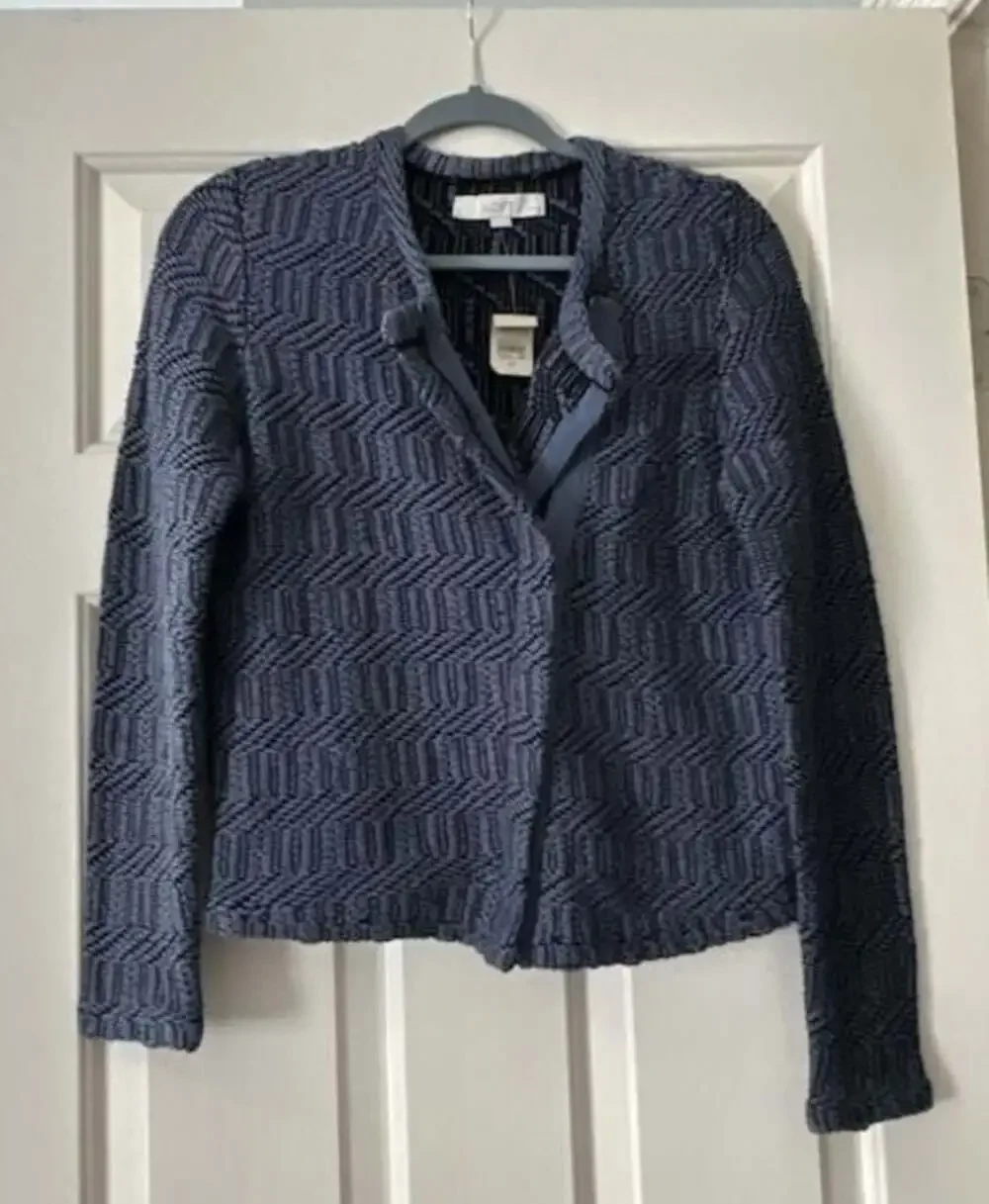 LOFT Textured Zip-Front Jacket Blue Size SP